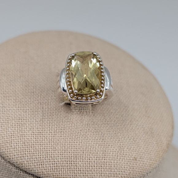 Jewelry - 925 Sterling Silver Citrine Quartz Statement Ring Luxury Cocktail Jewelry Size 6